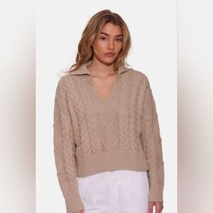 NWT Blue & Cream The Tile Club Natalie Cable Knit Sweater